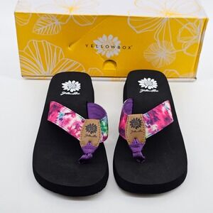 Yellow Box Falit Purple Tie Dye Mellow Mat Wedge Flip Flop Sandals Womens 7M New
